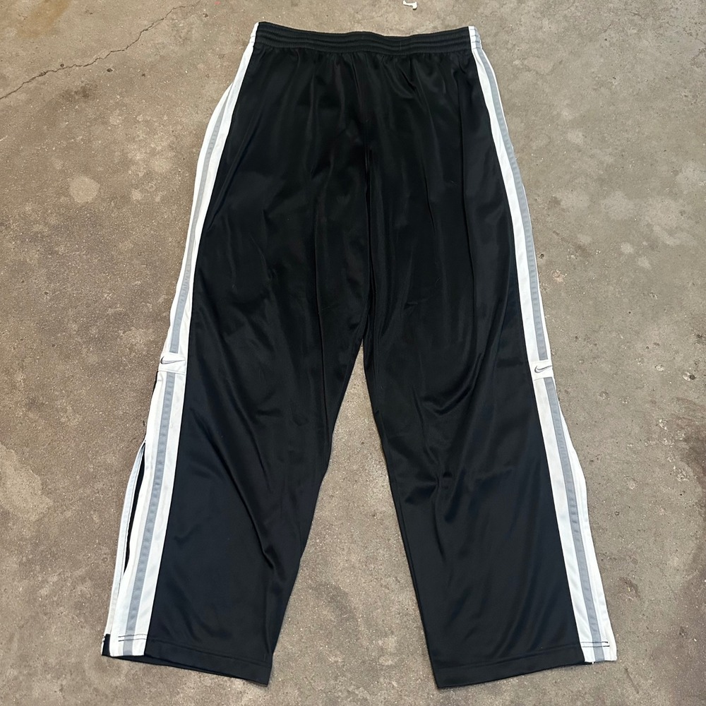 Nike Track Pants Men XL Black Stripe Elastic Waist Baggy Zip Ankle Stretch Check